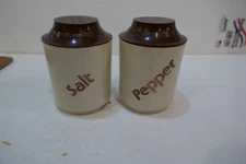 Vintage 1970's Cream & Brown Plastic Salt & Pepper Shakers
