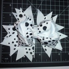 Puppy Bows Dog collar slide bow large dog hair bows white black dalmation