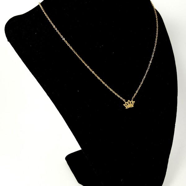 Alternate view of Lotus Flower Gold Plated Necklace Gift Box Buddhist Good Luck Buddhism Life