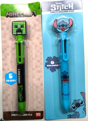 Kugelschreiber Disney Stitch-Minecraft- 1 Stift 6 Farben, Multicolor Pen Stift