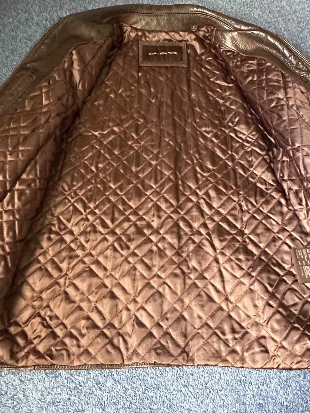 Marc New York Andrew Marc Mens Large Brown Pebbled Leather Bomber Jacket Heavy - product detail image 8