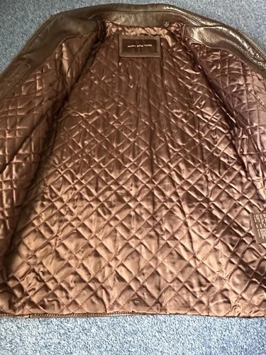 Marc New York Andrew Marc Mens Large Brown Pebbled Leather Bomber Jacket Heavy image 8