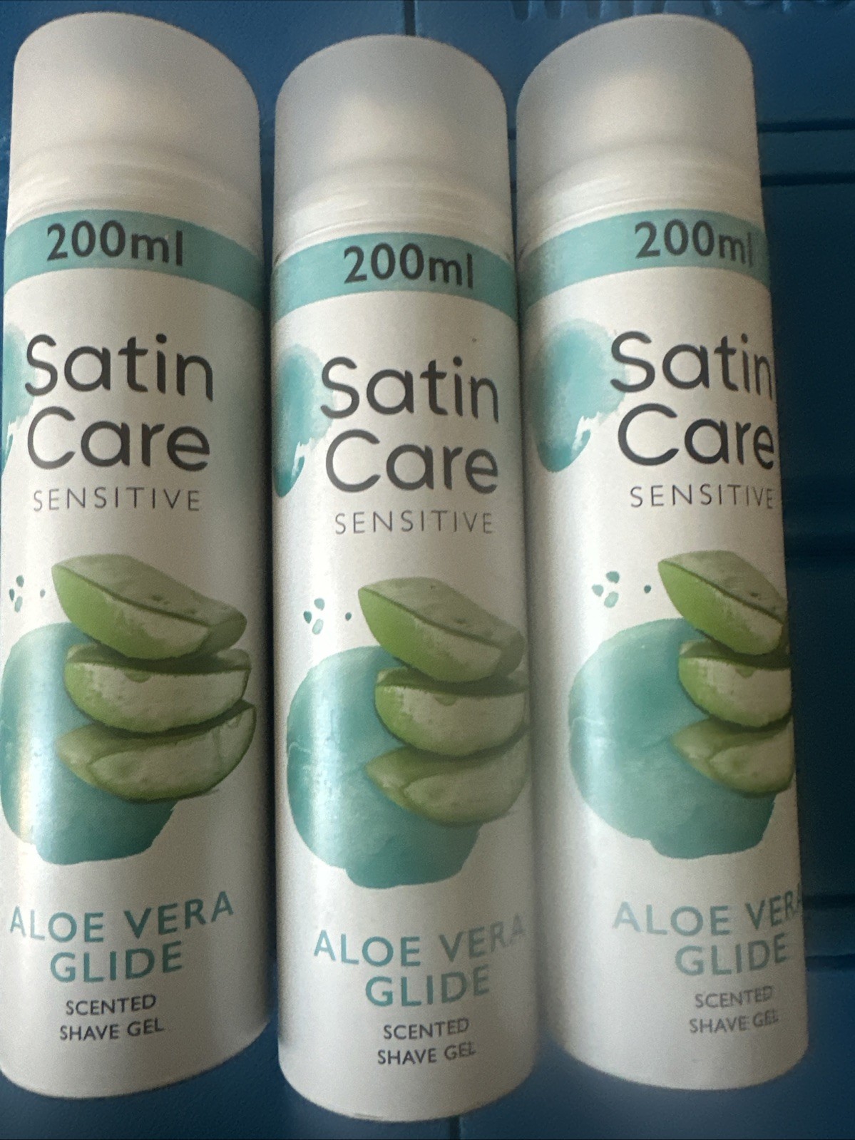 Gillette Satin Care Shave Gel With Aloe Vera For Sensitive Skin 200ml x 3