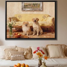 Labrador Dog Canvas Print Oil Painting Living Room Decor Rustic Pet Wall Art