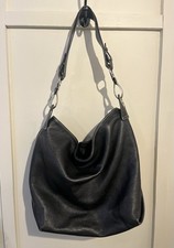 Black Genuine Leather Vera Pelle Hobo Shoulde...