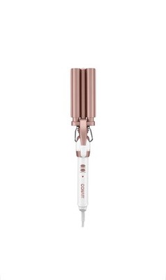 Conair Double Ceramic Triple Barrel Waver White/Rose Gold Deep Waves Hair Iron