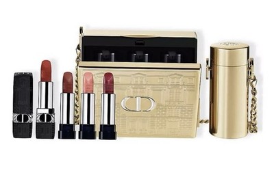 DIOR ROUGE Gold Minaudiere Clutch BAG LIMITED EDITION LIPSTICK GIFT SET ~ SEALED