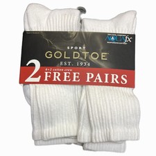 Gold Toe Sport Cotton Crew Socks 8 Pack White AquaFX Cushioned Men's Size 6-12.5