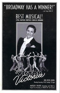 Victor / Victoria Herald Flyer Ad, Julie Andrews, Anne Runolfsson, OBC, NYC 1996