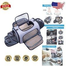Airline Approved Expandable Pet Carrier, 4 Sides Mesh, 20" Large Soft Sided D...