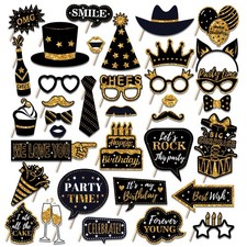 36 PCS Birthday Photo Booth Props Party Supplies Holiday Picture Decorations ...