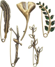 5 Pcs Decorative Pins Safety Pins Steel Lock Pins Vintage Alloy Brooches Large B