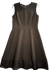 Tahari Arthur Levine Black Sleeveless Dress 8P Fit & Flare Lined Embelished