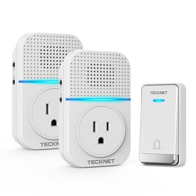 TECKNET Wireless Doorbell, Self-Powered Doorbell, 0-110db Plug-through Wireless
