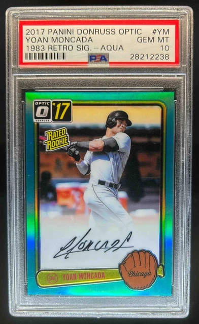 2017 Donruss Optic Yoan Moncada 1983 Retro Signatures Aqua RC Auto #/5 PSA 10