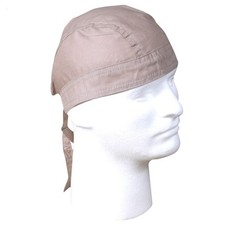 KHAKI Tan Beige Cotton DO RAG SOLID FITTED Bandana w/Ties Head Wrap Skull CAP