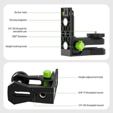 Huepar Fine-Tuning Bracket for Line and Point Laser Levels, 1/4"-20 Male Thread 