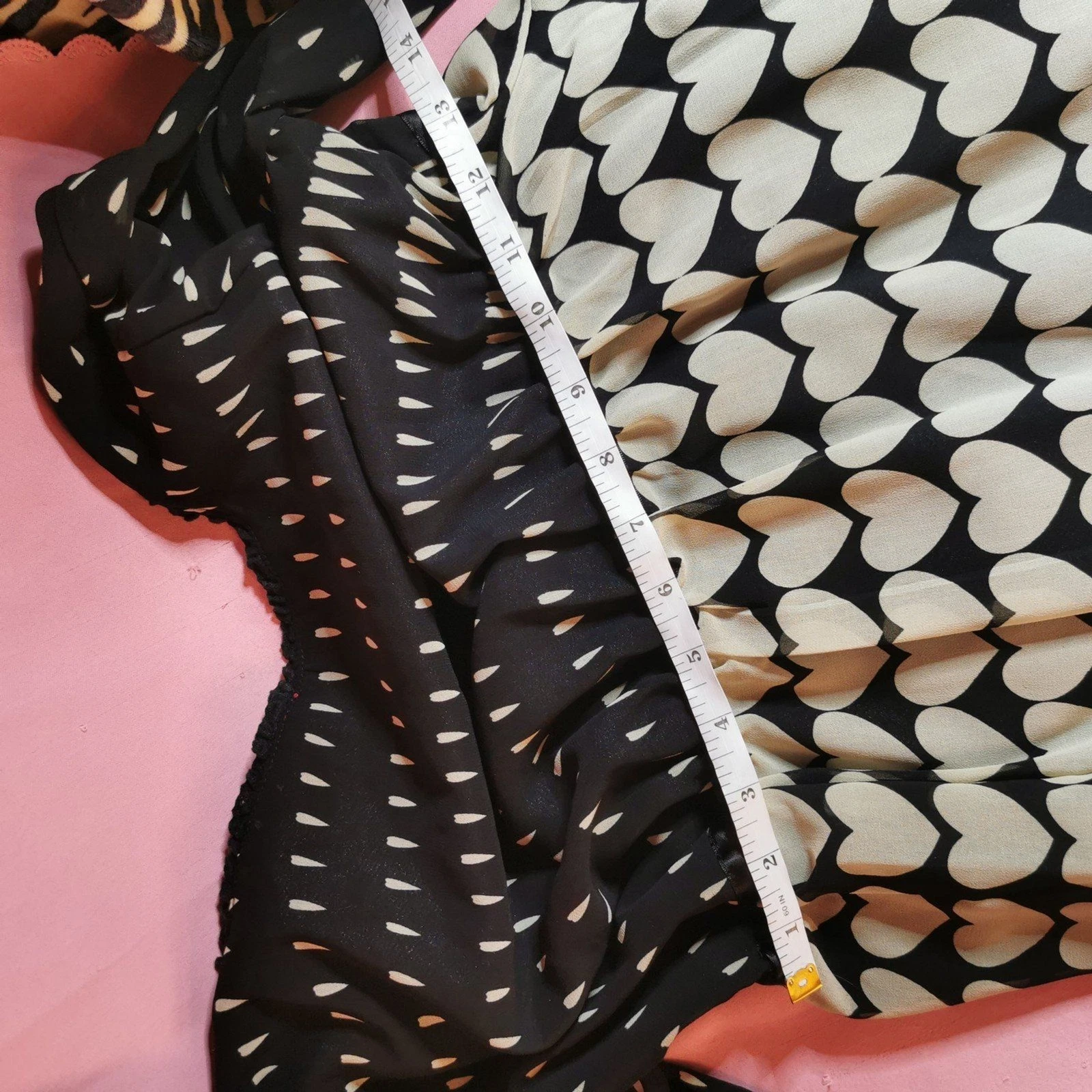 VALENTINO Abito chiffon cuore bianco nero civetta Gyaru Barbie Core Y2K Giappone Jfashion