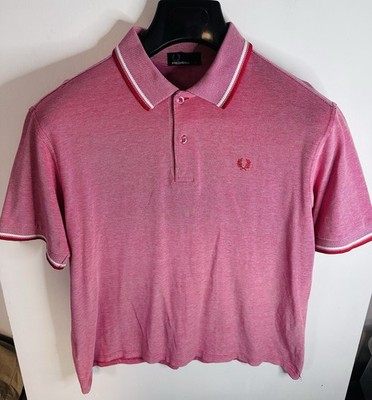 Fred Perry M1200 Twin Tipped Polo Shirt Size XL Red White Cotton Classic Fit
