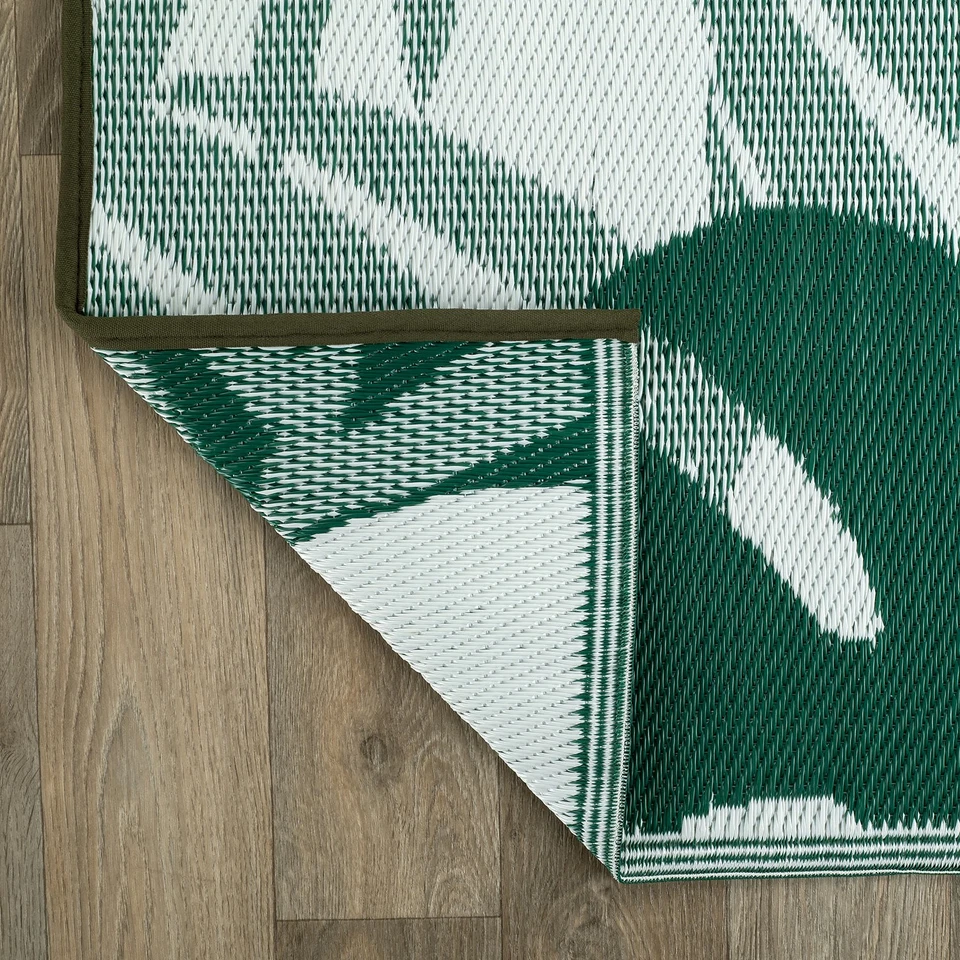 Alfombra de exterior verde Rugshop hoja tropical reversible alfombra de plástico reciclado 5x7 Foto 4 de 4