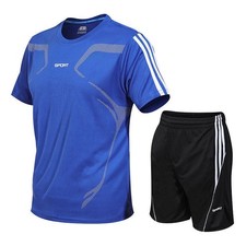 Men's Running Sets Summer Sportswear Gym Fitness Suits T-Shirts+Short Sports UK*