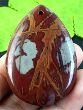 EX35737 48x33x7mm Natural Noreena Jasper Teardrop Pendant Bead