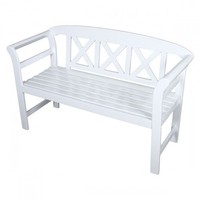 Gartenbank Holzbank Sitzbank Weiß 2-Sitzer 128Cm White Washed Eukalyptus Bank