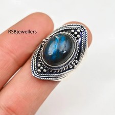 Labradorite 925 Sterling Silver Handmade Ring, Statement  Meditation Gifts Ring