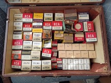Lot of 84 Vintage TV Audio Vacuum Tubes NOS Inside an Old Case