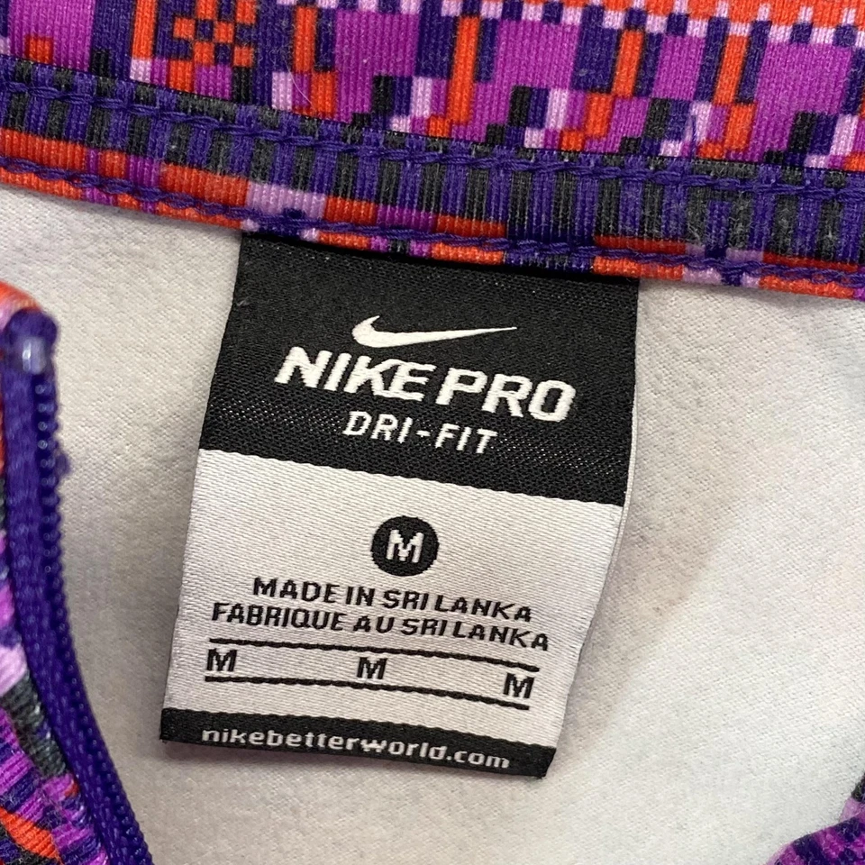 Nike Pro Dri-FIT 1/2 Zip Pullover Womens Medium Geometric Print Long Sleeve Top - Image 2 of 4