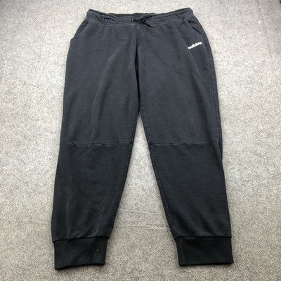 Adidas Pants Mens Large Black Joggers Fleece Sweatpants Athletic Tapered Fit