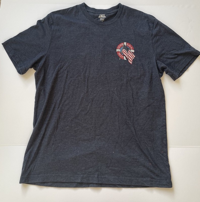 Izod Shirt Mens Adult Large Blue Casual Preppy Logo Lifeguard Saltwater Flag