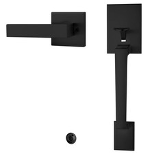 Black Front Door Handle, Non-Locking Entry Door Handle Set, No Lock No Key ...
