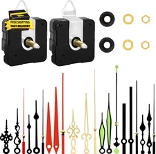 2Pcs High Torque Quartz Clock Movement Mechanism Replacement Clock Kit with 7 Di