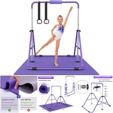 Adjustable Height Kids Gymnastic Bars Folding Training Kip Bar Expandable