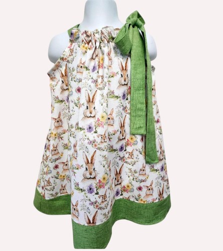 Easter pillowcase dress, Bunnies girls dress, Easter girl dress, Little girl Eas - Picture 2 of 5