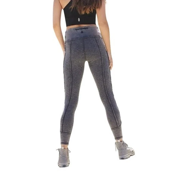 Free People Movement Catch Me If You Can Gray Moto Leggings Size S - Image 2 of 4
