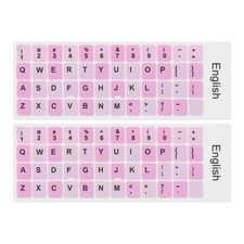 2Pcs Universal English Keyboard Stickers, English Keyboard Stickers Pink Back...