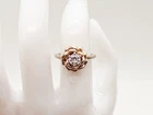 Vintage $200 .50ct CZ GEM Sterling Silver 14k Yellow Gold ROSE FLOWER Ring