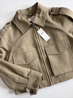 BNWT Marks & Spencer Tan Cropped Utility Trench Jacket Size 14 SOLD OUT
