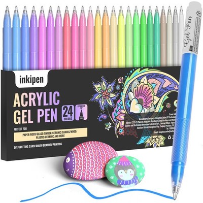 24 PCS Colored Gel Pens 1.0mm Fine Point Smooth Ink Acrylic Coloring Marker