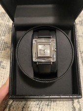 Orologio Swarovski Cristallo Quadrato Cinturino Nero Swiss Made Quarzo Donna