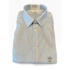 Calvin Klein Men  s 16 32/33 Slim Fit Blue Check Non-Iron Dress Shirt