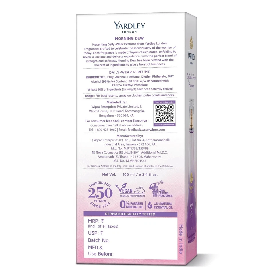 Yardley London Morning Dew Perfume Spray| Fresh Floral Scent| 100ml - image 3 of 4