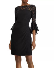 Ralph Lauren women's Sandara Black lace trim Dress - size 10 - retail $165