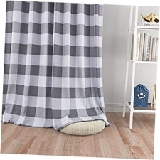 Curtains for Windows Buffalo Check Drapes 52"W x 100"L Pack of 2 Grey white