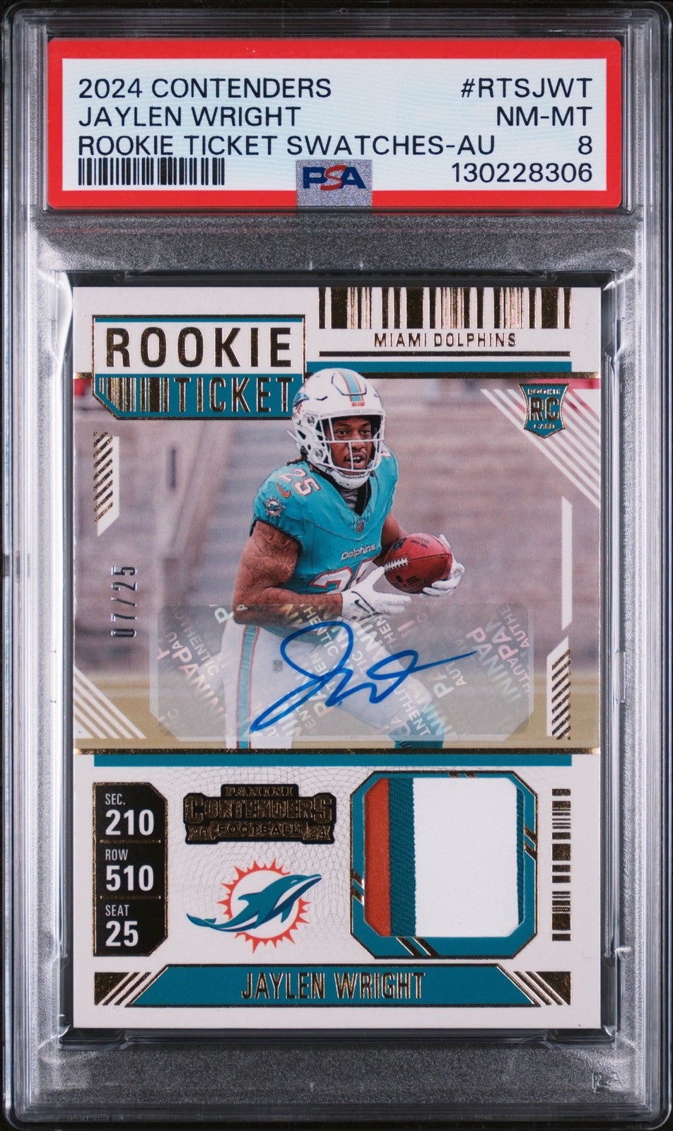 Jaylen Wright Panini Contenders Rookie Ticket Swatches #RTSJWT Autograph