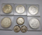 US Silver Coins, Morgan Peace Dollar Benjamin Franklin Quarters 90% Silver