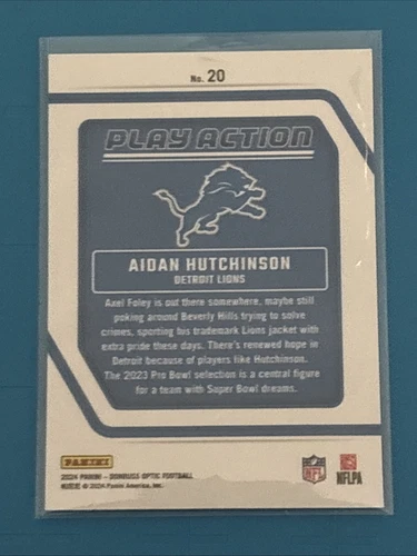 Aidan Hutchinson 2024 Donruss Optic Play Action Detroit Lions #20 - Picture 2 of 2