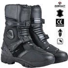 RIDERACT Mens Motorcycle Boots Black Leather Motorbike Riding Shoes Cruiser